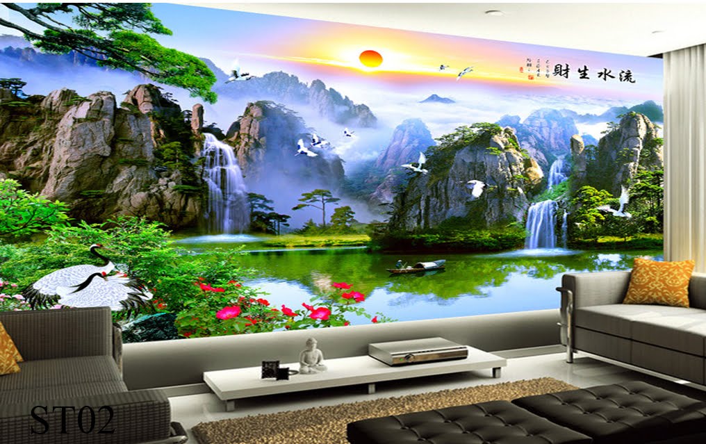 Tranh phong cảnh về thác nước