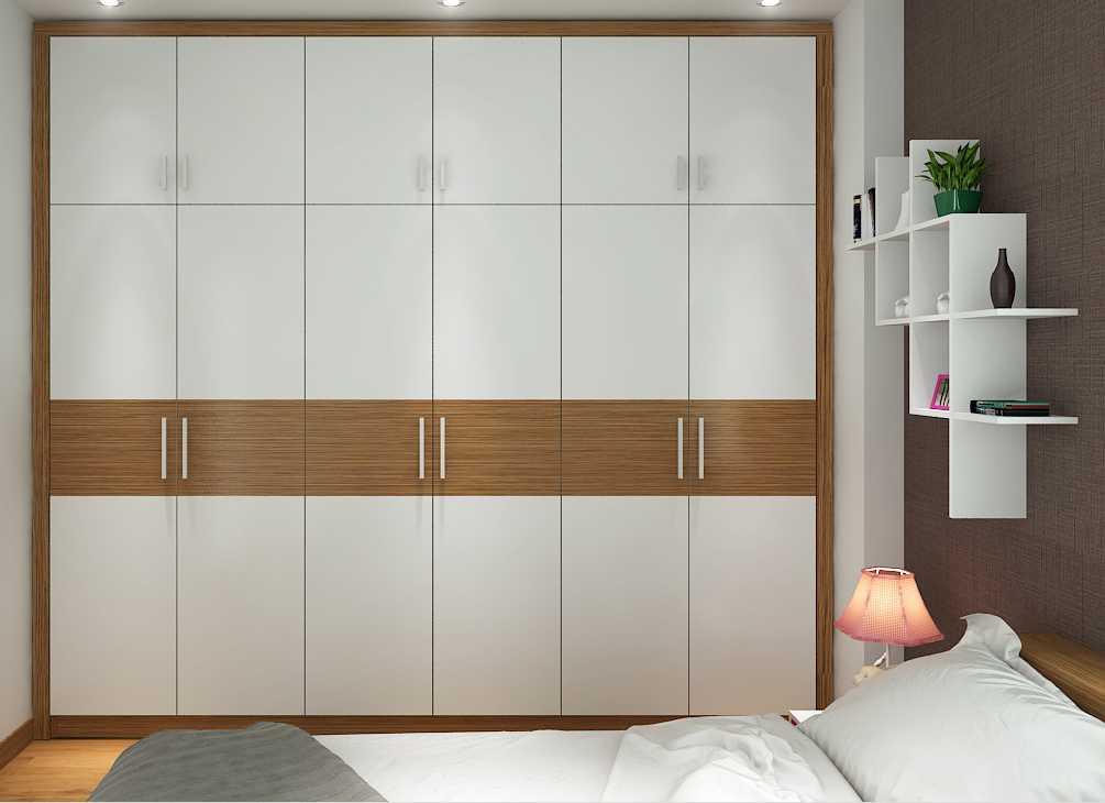 Tủ quần áo âm tường mầu trắng cửa mở mẫu 2