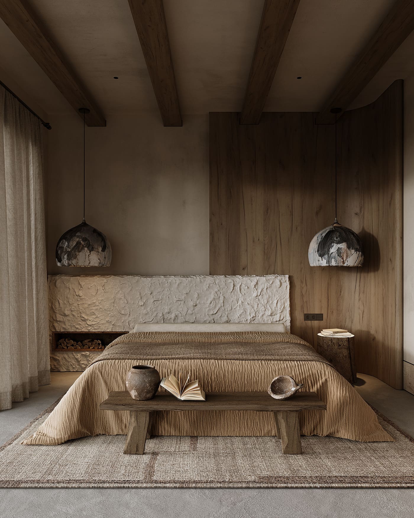 Hài hòa giữa các yếu tố nội thất với nhau, giữa vật liệu, màu sắc, bố cục.