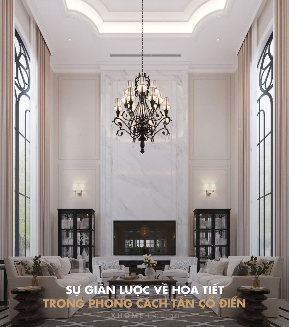 Sự giãn lược về họa tiết trong thiết kế nội thất tân cổ điển