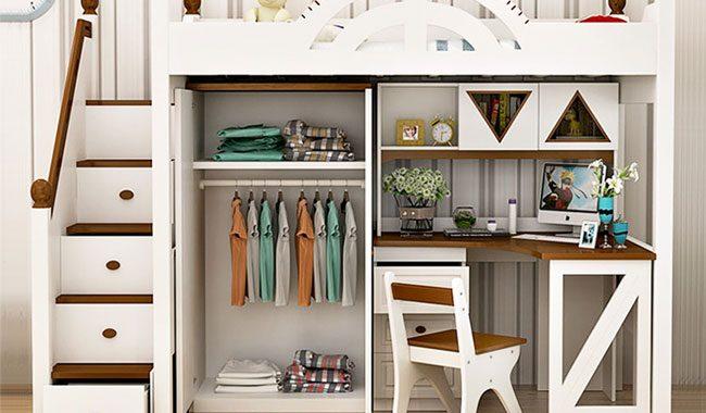 Tủ quần áo âm tường kết hợp với giường ngủ cho căn hộ studio – Mẫu 1