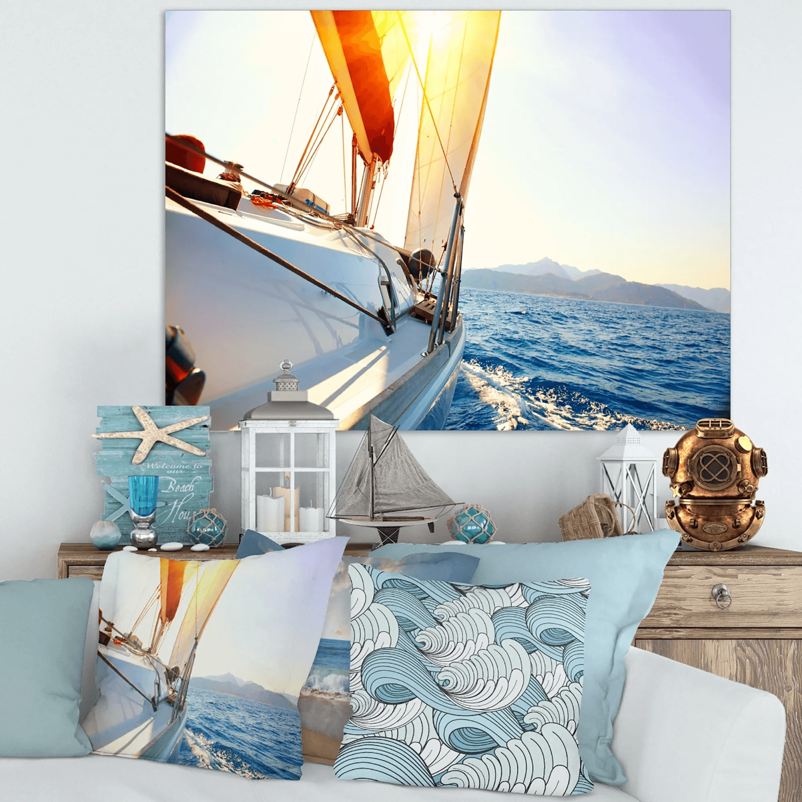  Bức tranh khéo léo kết hợp cánh buồm và nước hợp mệnh Thủy