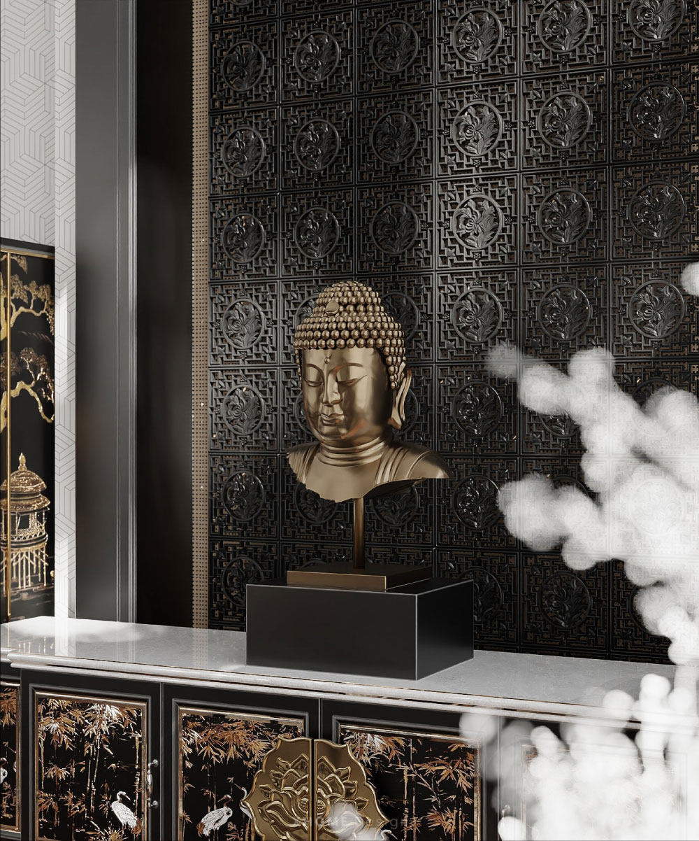 Họa tiết hình chữ nhật theo Hán Việt trong phong cách Indochine