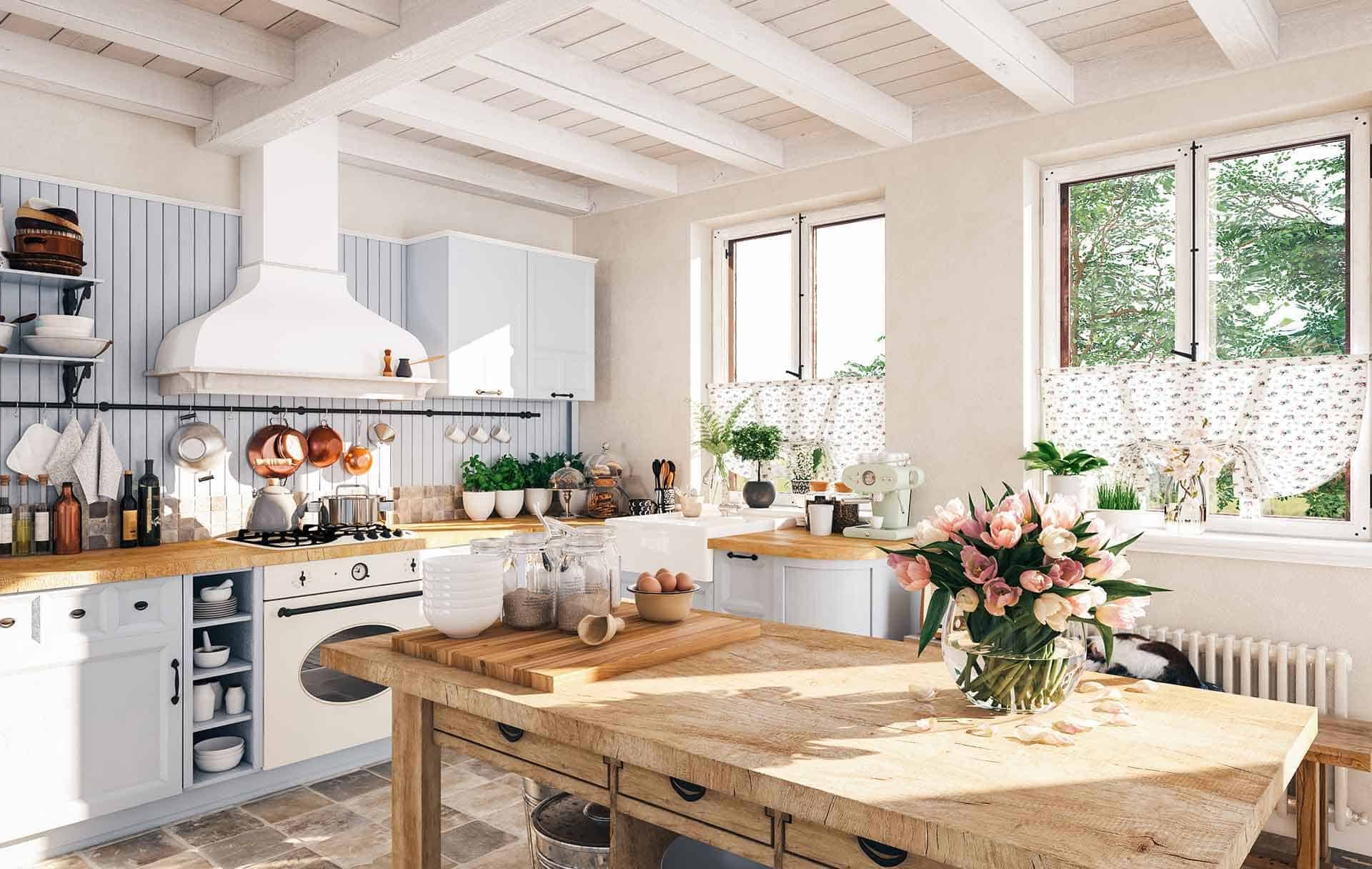 phong cách trang trí nội thất phòng bếp eco