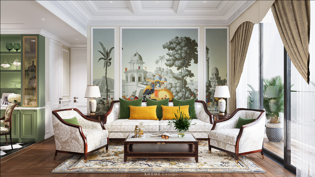 Phòng khách Indochine style