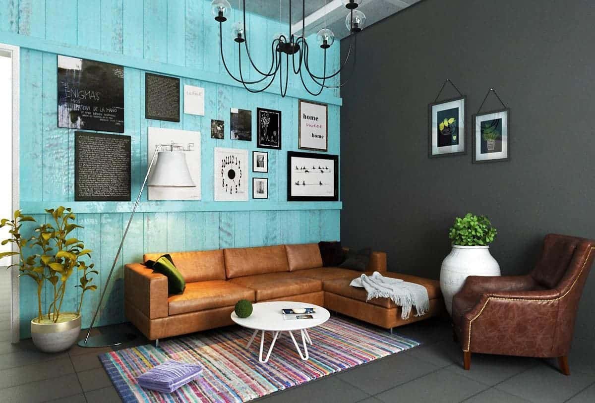 phong cách trang trí nội thất phòng khách retro