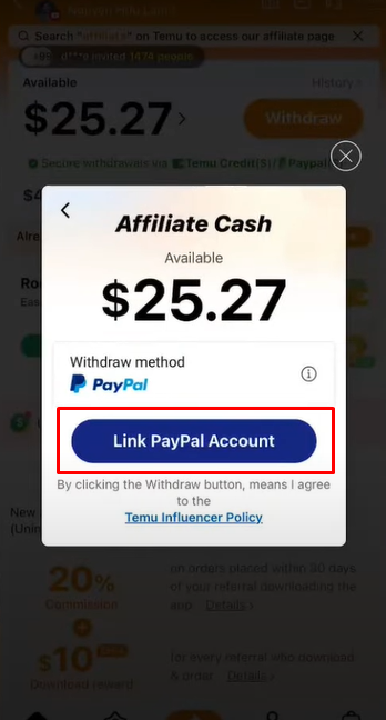 liên kết tài khoản Paypal