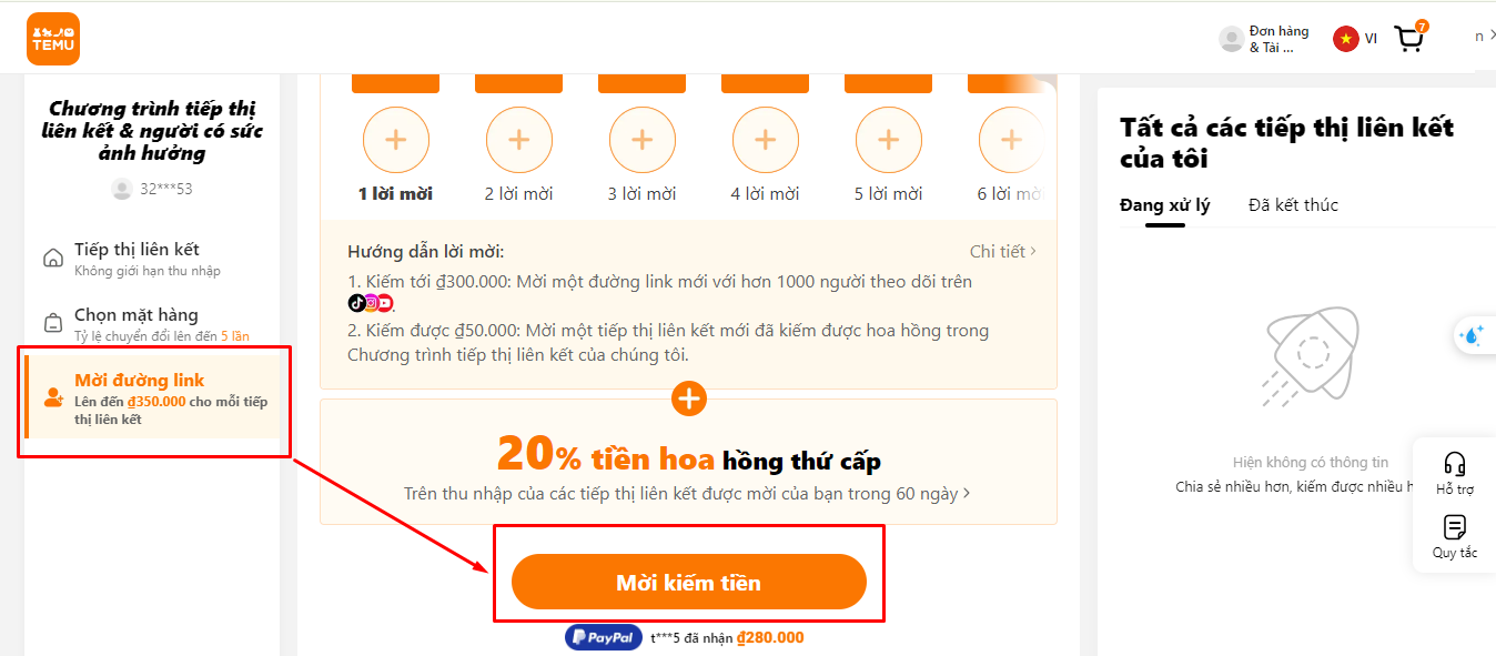 mời KOC/KOL tham gia Temu Affiliate
